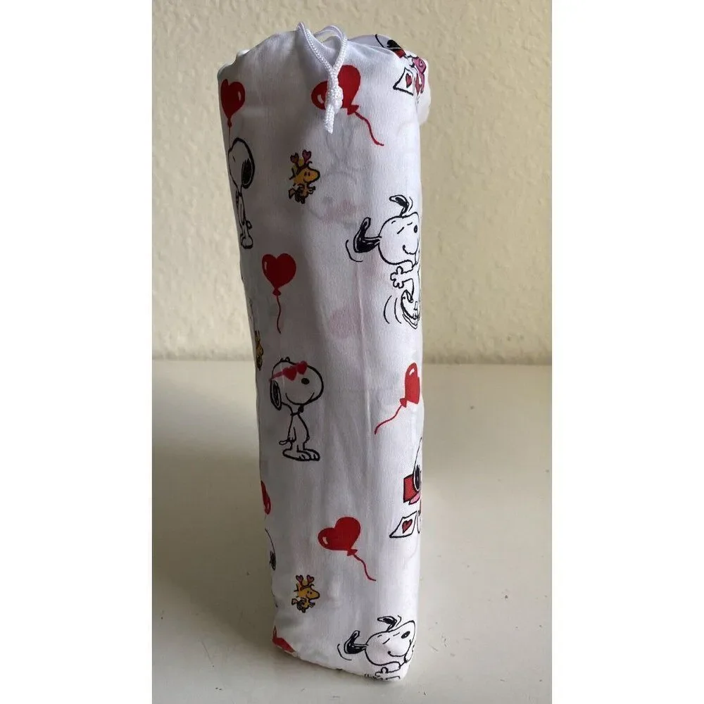 Peanuts Snoopy Woodstock Heart Balloon Valentines QUEEN Size‎ Sheet Set Soft NEW